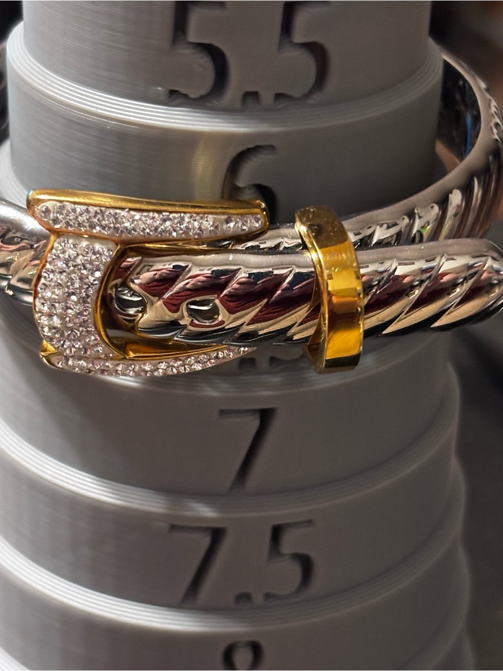 Nadri Two-Tone Pave Buckle Bracelet - Silver & Gold - Picture 4 of 13